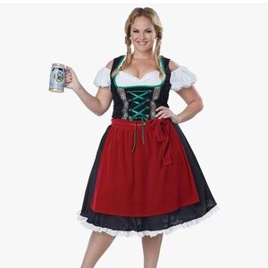 California Costumes Black Green Red Oktoberfest Dirndl Dress never worn
